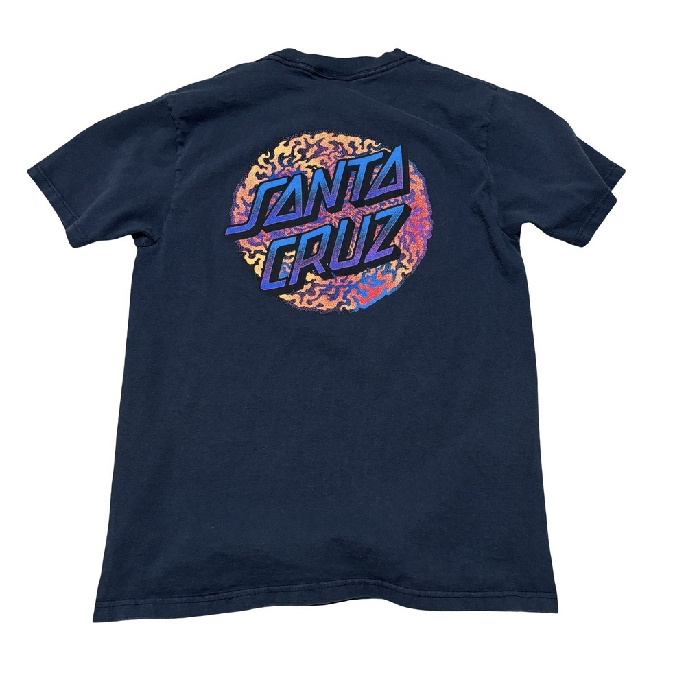 Santa Cruz Men's Logan Classic Dot‎ Graphic Logo T Shirt Navy Size Small 18 x 26